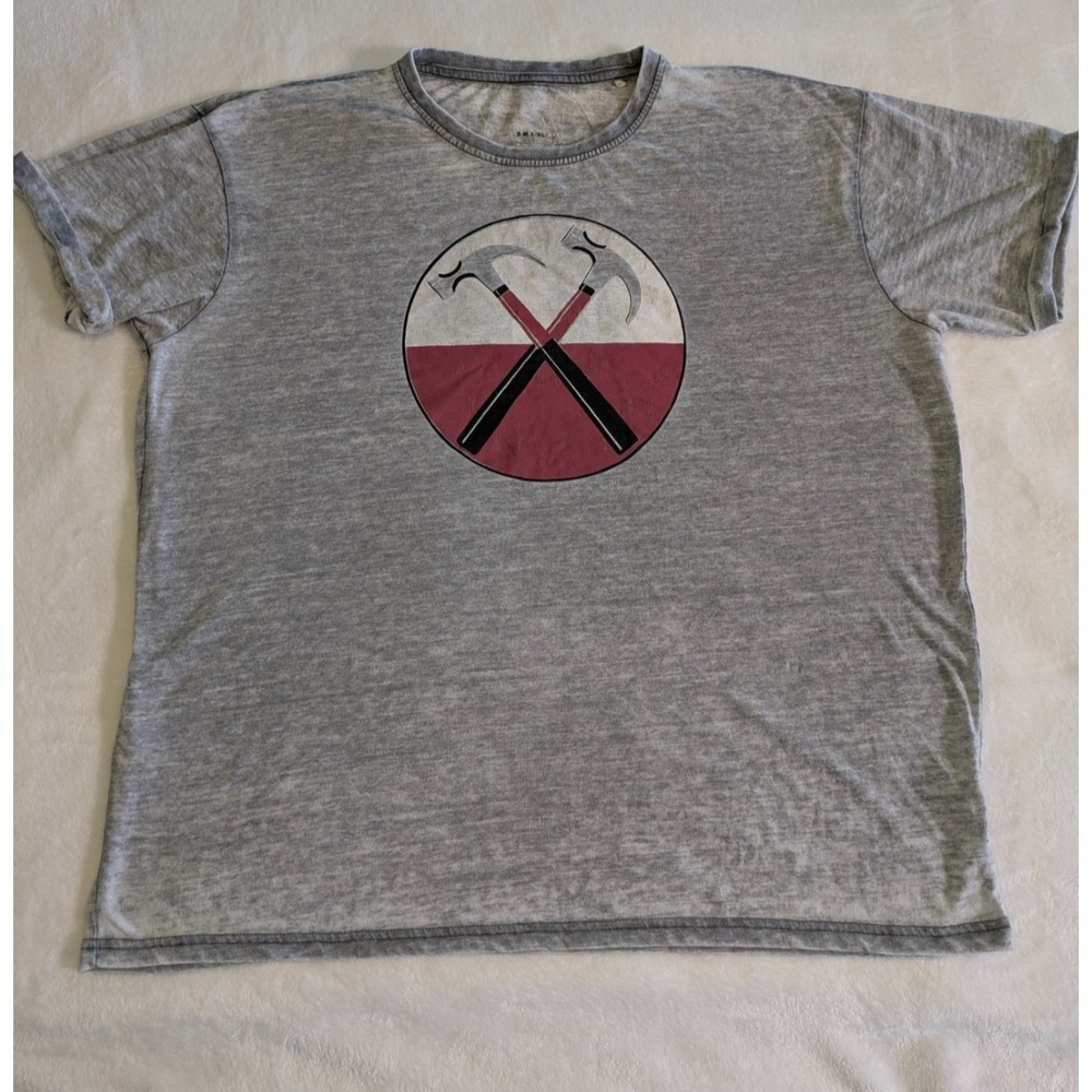 Pink Floyd The Wall Graphic T-Shirt Women XL Gray Burnout Crossing Hammers Tee